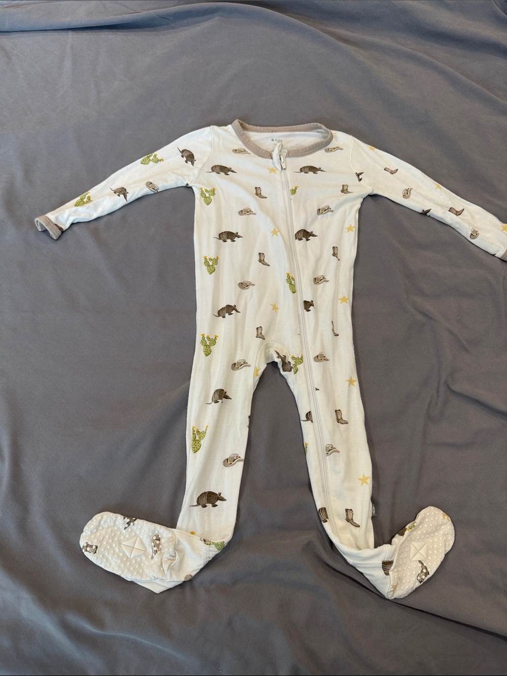 Kyte BABY Neutral Woodland Footed One-Piece Pajamas - White, Gray, Brown, Green